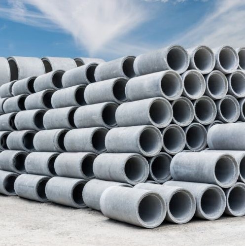 Precast concrete products in a manufacturing facility